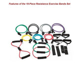 19PC Resistance Exercise Fitness Bands Tubes Kit Yoga Set V63-766515