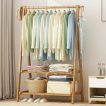 Portable Clothes Rack Coat Garment Stand Bamboo Rail Hanger Airer Closet V63-838121