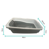 Cat Litter Tray Plastic 48x38.5x12cm Non Spill Mess Guard Rim Grey White Kitty Pan V238-SUPDZ-39639308566608