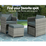 Gardeon Outdoor Dining Set 13 Piece Wicker Table Chairs Setting Grey FF-DINING-13-GE-ABCDE