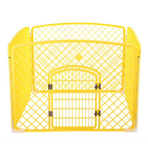 YES4PETS 4 Panel Plastic Pet Pen Pet Foldable Fence Dog Fence Enclosure With Gate Yellow V278-BP161-PEN4PANEL-YELLOW