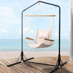 Gardeon Outdoor Hammock Chair with Stand Swing Hanging Hammock Garden Cream HM-CHAIR-ARM-CREAM-U