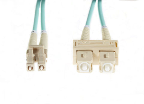 10m LC-SC OM4 Multimode Fibre Optic Duplex Patch Lead: Aqua FL.OM4LCSC10M