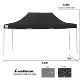 Gazebo Tent Marquee 3x4.5m PopUp Outdoor Wallaroo Black GAZ-POP-3X45-BK