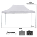 Gazebo Tent Marquee 3x4.5m PopUp Outdoor Wallaroo White GAZ-POP-3X45-WH