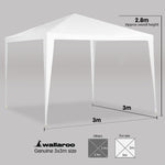 3x3m Wallaroo Outdoor Party Wedding Event Gazebo Tent - White GAZ-WED-3X3-WH