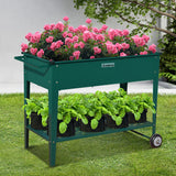 Wallaroo Garden Bed Cart Raised 108.5 x 50.5 x 80cm Steel - Green GBC-BSW-108-GN