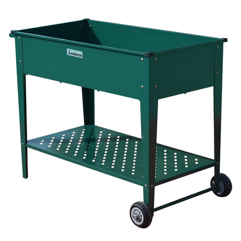 Wallaroo Garden Bed Cart Raised 108.5 x 50.5 x 80cm Steel - Green GBC-BSW-108-GN