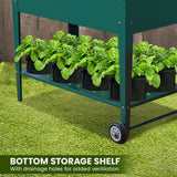 Wallaroo Garden Bed Cart Raised 108.5 x 50.5 x 80cm Steel - Green GBC-BSW-108-GN