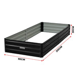 Wallaroo Garden Bed 210 x 90 x 30cm Galvanized Steel - Black GBD-BSW-2109-BK