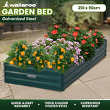 Wallaroo Garden Bed 210 x 90 x 30cm Galvanized Steel - Green GBD-BSW-2109-GN