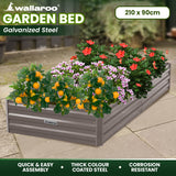 Wallaroo Garden Bed 210 x 90 x 30cm Galvanized Steel - Grey GBD-BSW-2109-GY