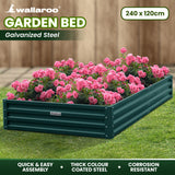 Wallaroo Garden Bed 240 x 120 x 30cm Galvanized Steel - Green GBD-BSW-2412-GN