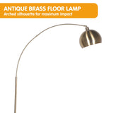 Sarantino Arc Floor Lamp Antique Brass Finish with Marble Base LMP-MLM-112-03