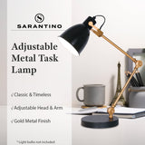 Sarantino Adjustable Metal Table Lamp in Black and Gold LMP-MLM-3523