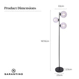 Sarantino 3-Light Black Metal Floor Lamp LMP-MLM-50320-01