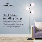 Sarantino 3-Light Black Metal Floor Lamp LMP-MLM-50320-01