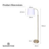 Sarantino Metal Floor Lamp Brass Finish Adjustable Height LMP-MLM-50529