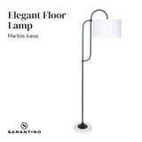 Sarantino Metal Floor Lamp with Marble Base & Off-White Shade LMP-MLM-50614