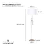 Sarantino Brushed Nickel Height-Adjustable Metal Floor Lamp LMP-MLM-50723