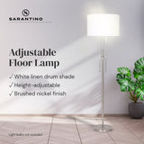 Sarantino Brushed Nickel Height-Adjustable Metal Floor Lamp LMP-MLM-50723