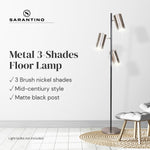 Sarantino 3-Shade Metal Floor Lamp Nickel & Matte Black Finish LMP-MLM-50736