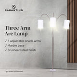Sarantino 3-Light Metal Arc Floor Lamp - Nickel & Marble Finish LMP-MLM-50750