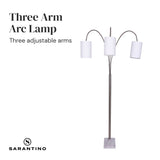 Sarantino 3-Light Metal Arc Floor Lamp - Nickel & Marble Finish LMP-MLM-50750