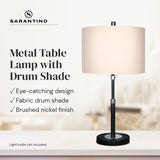 Sarantino Metal Table Lamp with Linen Drum Shade LMP-MLM-50758-02