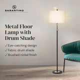 Sarantino Metal Floor Lamp with Cream Drum Shade LMP-MLM-50758-03