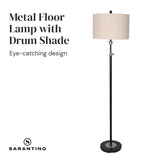 Sarantino Metal Floor Lamp with Cream Drum Shade LMP-MLM-50758-03