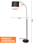 Sarantino Metal Arc Arm Floor Lamp Shade Black LMP-MLM-636