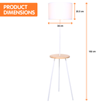 Sarantino Metal Tripod Floor Lamp Shade with Wooden Table Shelf LMP-MLM-670