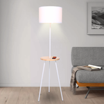 Sarantino Metal Tripod Floor Lamp Shade with Wooden Table Shelf LMP-MLM-670