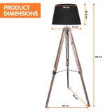 Sarantino Timber Tripod Floor Lamp Adjustable Height Taper Fabric LMP-MLM-709