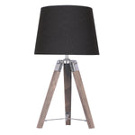 Sarantino Wooden Tripod Table Lamp With Black Taper Fabric Shade LMP-MLM-712