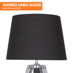 Sarantino Wooden Tripod Table Lamp With Black Taper Fabric Shade LMP-MLM-712