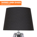 Sarantino Wooden Tripod Table Lamp With Black Taper Fabric Shade LMP-MLM-712