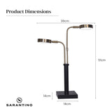 Sarantino LED Metal Table Lamp with 2 Lights Brushed Gold Black Finish LMP-MLM-ML82617-T