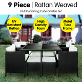 9 Piece PE Rattan Garden Patio Outdoor Dining Set Black RTA-ASA-9PC-BK