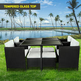 9 Piece PE Rattan Garden Patio Outdoor Dining Set Black RTA-ASA-9PC-BK