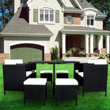 9 Piece PE Rattan Garden Patio Outdoor Dining Set Black RTA-ASA-9PC-BK
