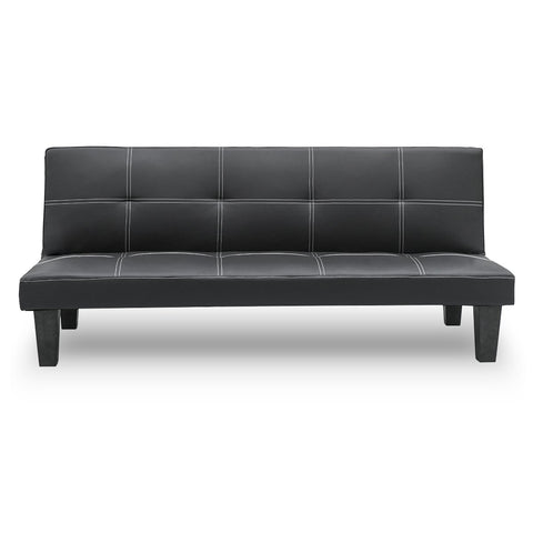 Sarantino 2 Seater Modular Faux Leather Fabric Sofa Bed Couch - Black SOFA-380-PVC-BK