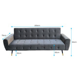 Ava Tufted Velvet Sofa Bed by Sarantino - Dark Grey SOFA-6001-VEL-DGY