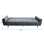 Ava Tufted Velvet Sofa Bed by Sarantino - Dark Grey SOFA-6001-VEL-DGY