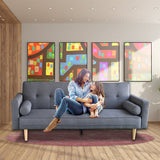 Sarantino 3 Seater Linen Sofa Bed Couch with Pillows - Dark Grey SOFA-6101-LNN-DGR