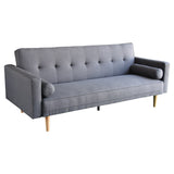 Sarantino 3 Seater Linen Sofa Bed Couch with Pillows - Dark Grey SOFA-6101-LNN-DGR