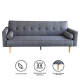 Sarantino 3 Seater Linen Sofa Bed Couch with Pillows - Dark Grey SOFA-6101-LNN-DGR