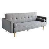 Sarantino 3 Seater Linen Sofa Bed Couch with Pillows - Light Grey SOFA-6101-LNN-LGR