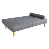 Sarantino 3 Seater Linen Sofa Bed Couch with Pillows - Light Grey SOFA-6101-LNN-LGR